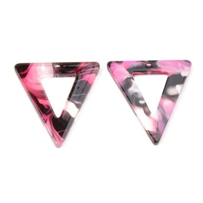 Acrylic Pendant – Triangle – Pink Multi – 34x30mm