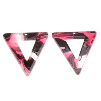 Acrylic Pendant – Triangle – Pink Multi – 34x30mm
