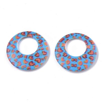 Acrylic Pendant – Round – Blue/Orange Multi – 25mm