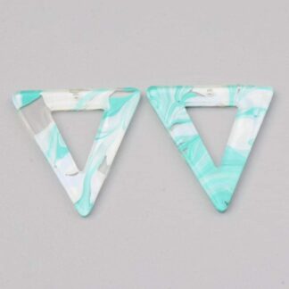 Acrylic Pendant – Triangle – Orange  Multi – 34x30mm