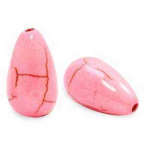 Ceramic Drop Beads – Pink – 16x10mm – Pack Of 2
