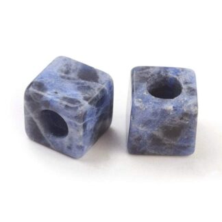 Sodalite Cube Bead – Large Hole – 10x10mm