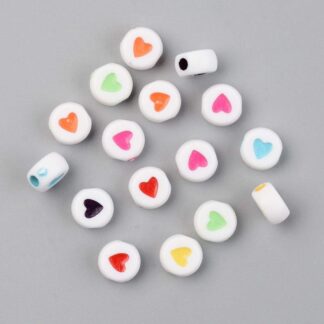 Acrylic Beads – Heart – Multicoloured – 7x4mm – Pack Of 50