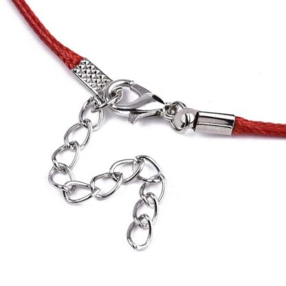 Waxed Cotton Cord Necklace – Red – 1.5mm x 43cm + ext chain