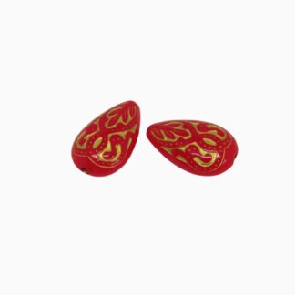 Acrylic Teardrop Beads – Red – 18x11mm – Pack Of 2