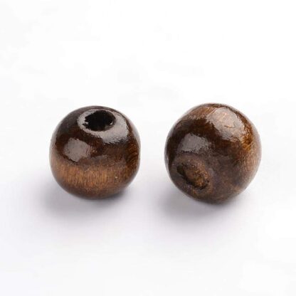 Wood Beads – Large Hole – Brown – 9x10mm – Pack Of 2