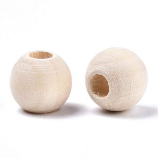 Natural Unfinished Wood Beads – Large Hole – 12x10mm – Pack Of 2