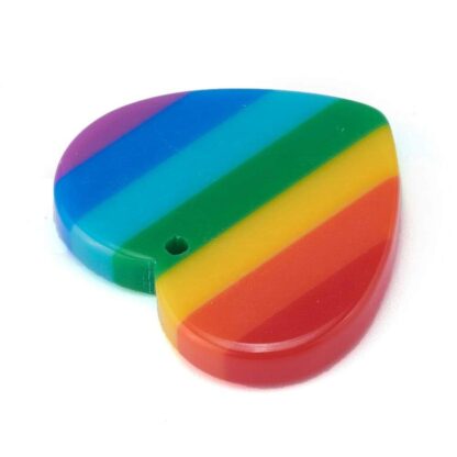 Rainbow Stripe Heart Pendant – 23x25mm