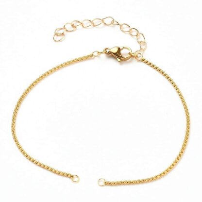Stainless Steel Box Chain Bracelet  – Gold – 18.5cm