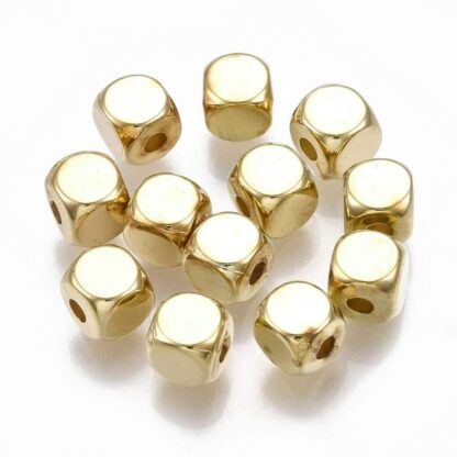 Acrylic Spacer Beads – Cube – Gold – 4mm – Pack Of 20
