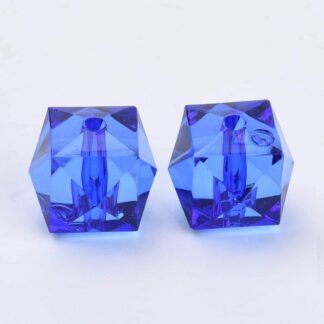 Acrylic Beads – Faceted Cube – Royal Blue – 8x8mm -Pack Of 2