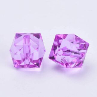Acrylic Beads – Faceted Cube – Heather – 10x10mm – Pack Of 2