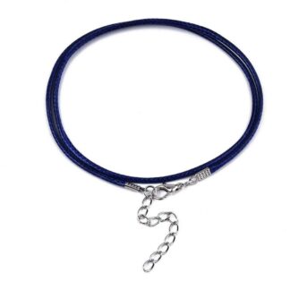 Waxed Cotton Cord Necklace - Dark Blue - 1.5mm x 43cm + ext chain
