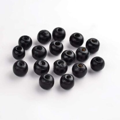 Wood Beads – Large Hole – Black – 9x10mm – Pack Of 2