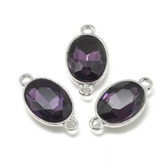Oval Connector – Platinum/ Purple – 22x12x6mm