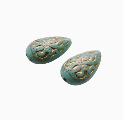 Acrylic Teardrop Beads – Light Turquoise – 18x11mm – Pack Of 2