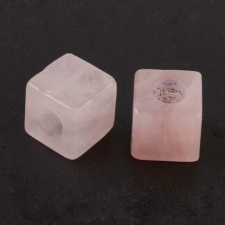 Rose Quartz Cube Bead – Large Hole – 10x10mm