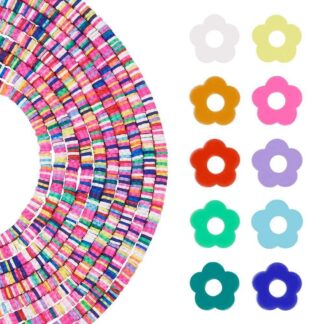 Flower Shape Heishi Beads – 6mm – Multicoloured