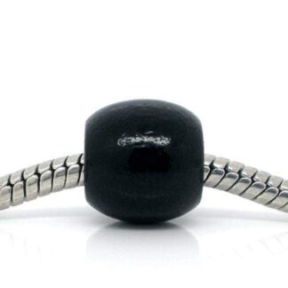 Wooden Barrel Beads – Black – Large Hole – 11x12mm – Pack Of 2