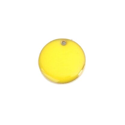 Enamelled Copper Disc Charm/Pendant – Yellow – 16mm