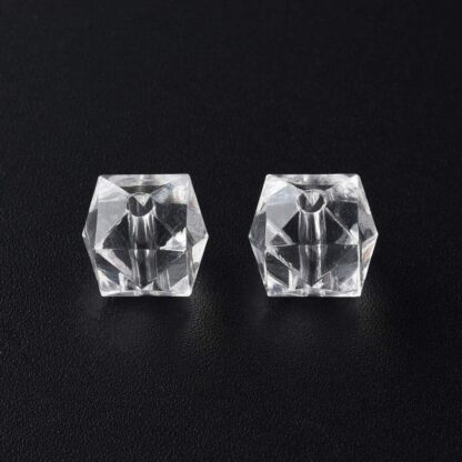 Acrylic Beads – Faceted Cube – Clear – 6x6mm – Pack Of 2