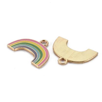Rainbow Charm – Gold / Multi Enamel – 17x23mm