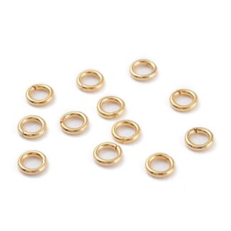 Jump Rings – Stainless Steel – Gold – 4×0.8mm – Pack Of 50