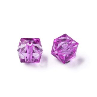 Acrylic Beads – Faceted Cube – Dark Heather – 8x8mm – Pack Of 2