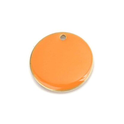 Enamelled Copper Disc Charm/Pendant – Orange – 16mm