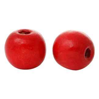 Wood Beads – Large Hole – Red – 16mm – Pack Of 2