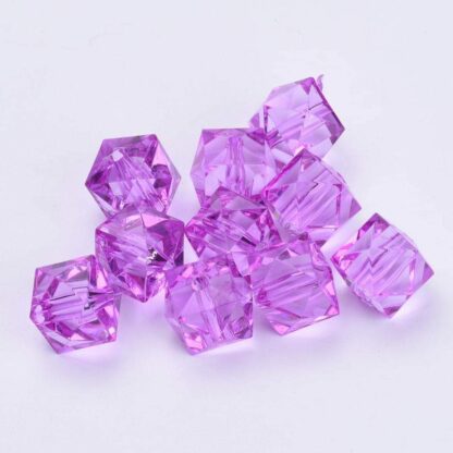 Acrylic Beads – Faceted Cube – Heather – 10x10mm – Pack Of 2