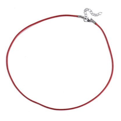 Waxed Cotton Cord Necklace – Red – 1.5mm x 43cm + ext chain