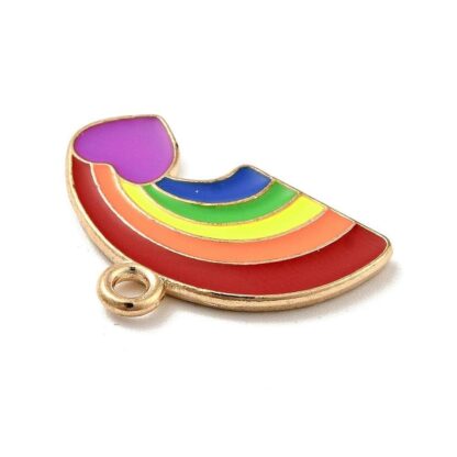 Rainbow Heart Charm – Gold/Multi – 14x21mm
