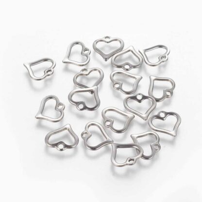 Open Heart Charm – Stainless Steel – 10x11mm