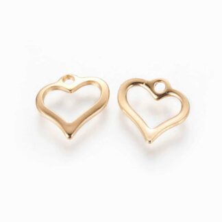 Open Heart Charm – Stainless Steel – Gold – 10x11mm