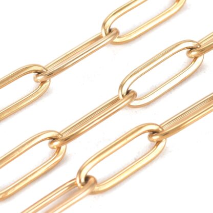 Paperclip Chain – Stainless Steel – Gold – 12x4mm – I Metre Length