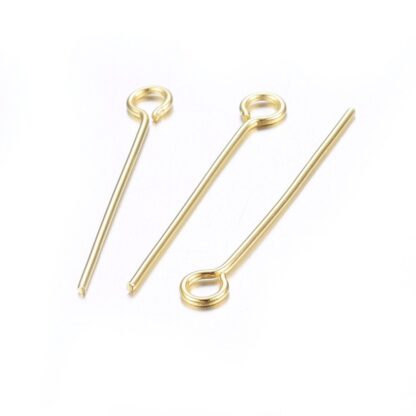 Eye Pins – Gold – Stainless Steel – 25×0.7mm  – Pack Of 20