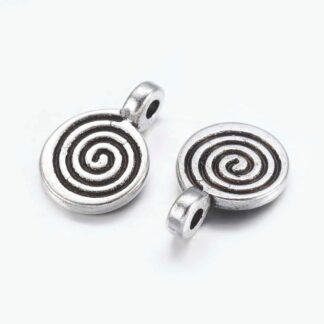 Swirl Charm – Antique Silver – 12x8mm