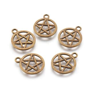Pentacle/Wicca Charm – Antique Bronze – 20x16mm