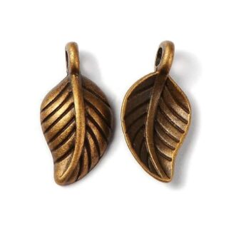 Leaf Charm – Antique Bronze – 14x7mm