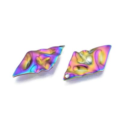 Rhombus Textured Pendant – Multicoloured – Stainless Steel – 32x18mm