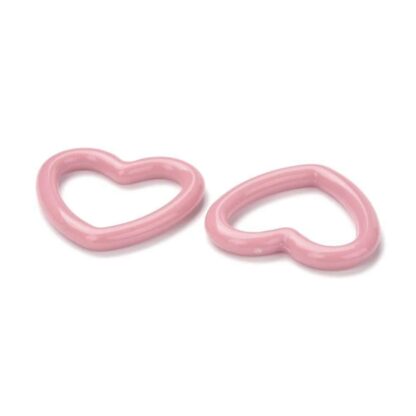 Acrylic Linking Ring – Heart – Pink – 27x30mm