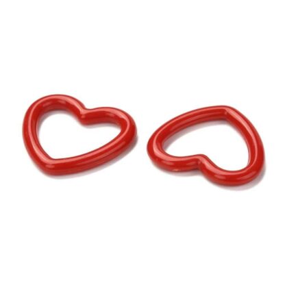 Acrylic Linking Ring – Heart – Red – 27x30mm