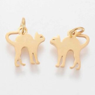 Cat Charm – Stainless Steel – Gold – 12x12mm