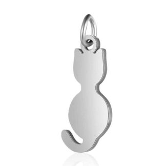 Sitting Cat Charm – Stainless Steel – 17x7mm