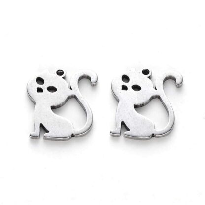 Cat Charm – Stainless Steel – 14x12mm