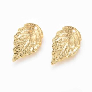 Leaf Charm – Stainless Steel – 18K Gold Plated – 17x10mm