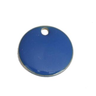 Enamelled Copper Disc Charm/Pendant – Royal Blue – 12mm
