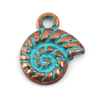Shell Charm – Antique Copper Patina – 12x10mm