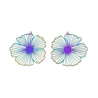 Filigree Flower Pendant – Stainless Steel – Multicoloured – 35x33mm